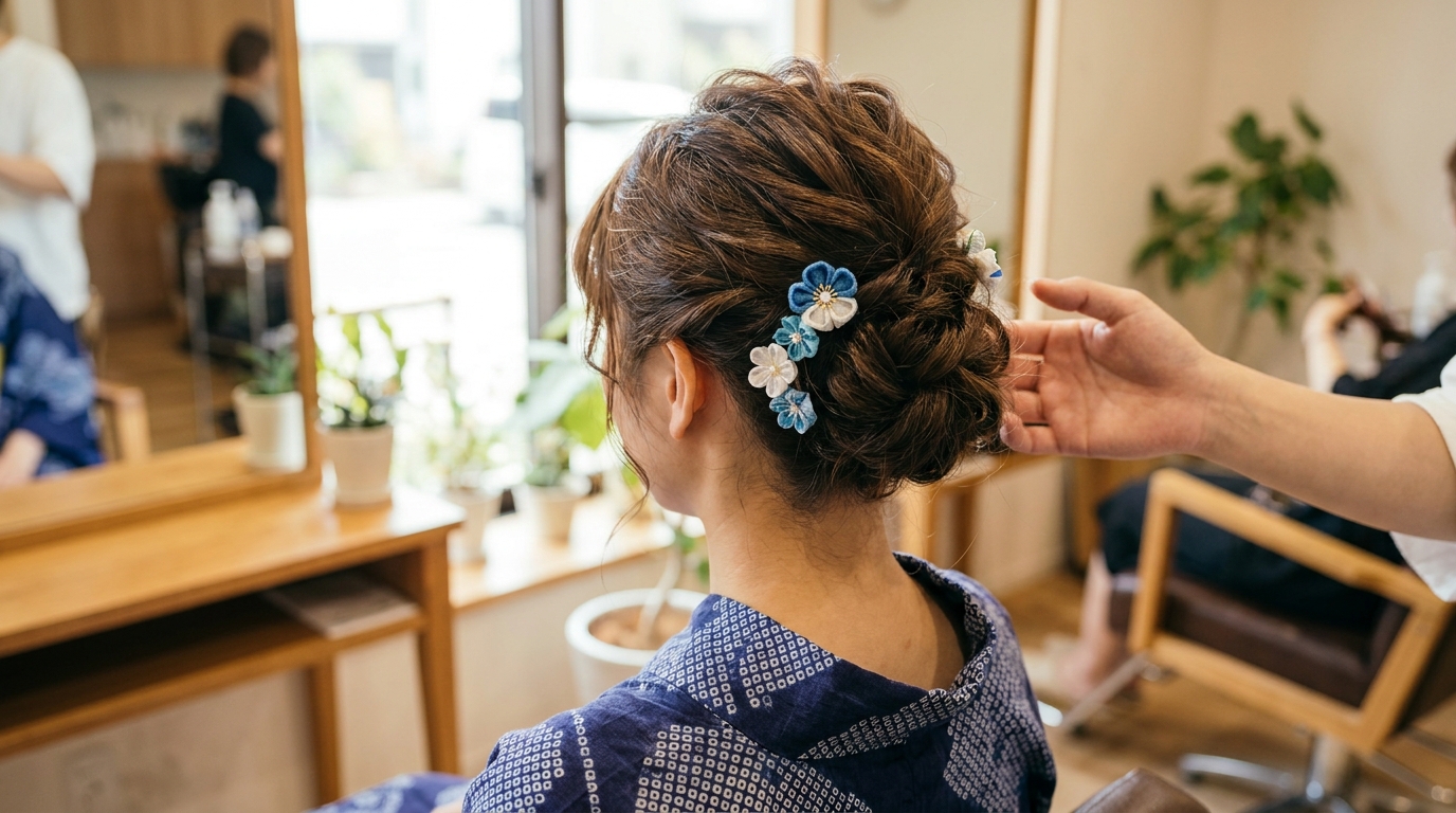 浴衣ヘアアレンジ まとめ髪 前橋市美容室