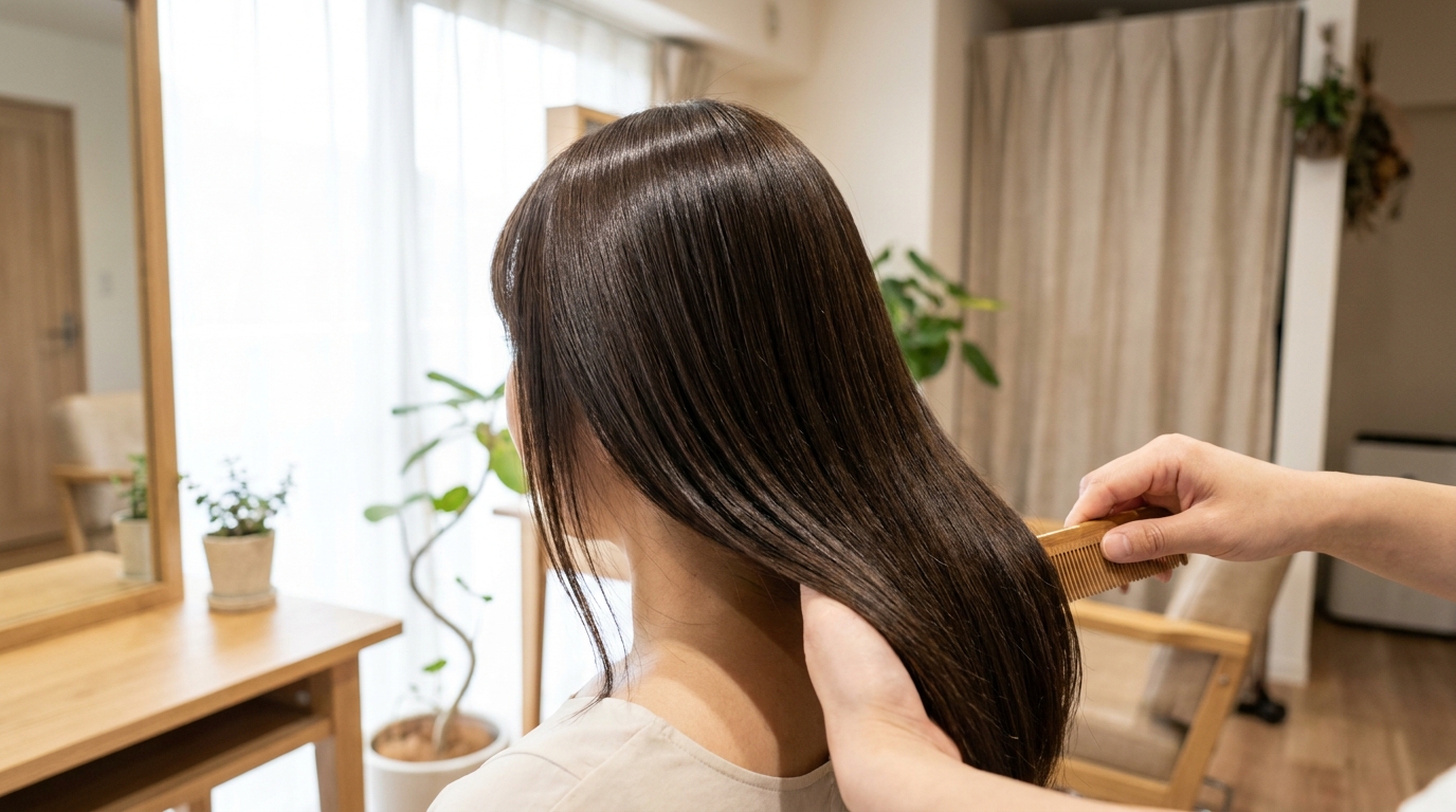 艶やかでまとまりのあるストレートヘア