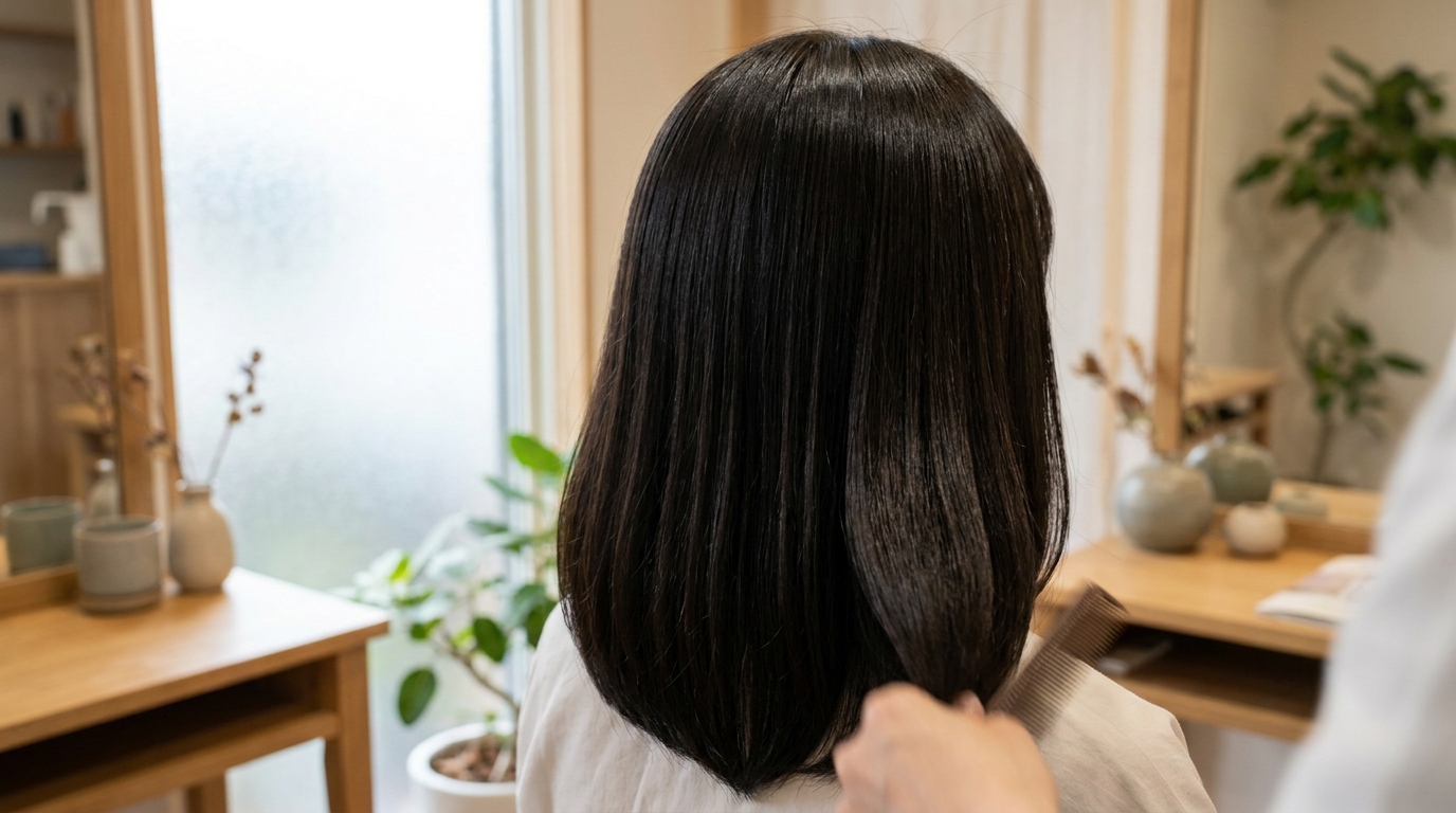 酸性処理に寄りすぎた髪の質感を見極める後ろ姿イメージ|前橋市umbrella