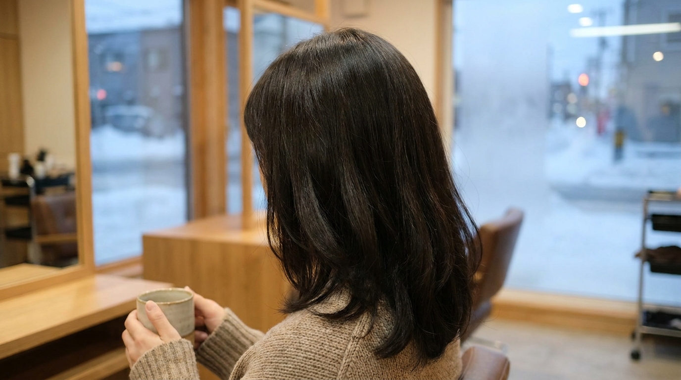 冬の夜に整えた40代のやわらかな髪